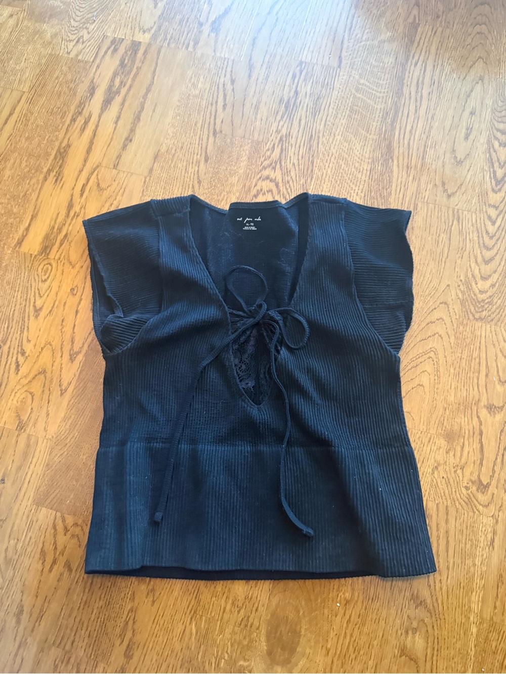 Urban Outfitters Black Ribbed Lace-Up Crop Top